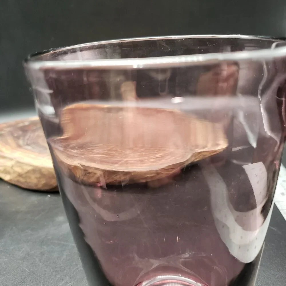 Vintage Amethyst Glass Tumbler Glasses Set of 3 Hand Blown Style 6” - Picture 4 of 8